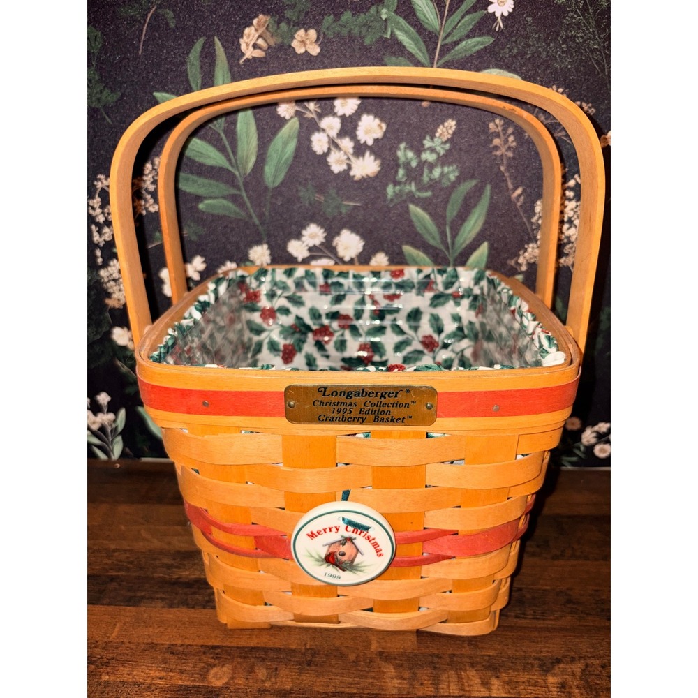 Longaberger Christmas Collection 1995 Cranberry Basket Liner Protector 1999‎